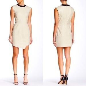 NWT Trina Turk White Leather Dalia Dress asymmetrical hem sz 6 Retail498 (flaws)